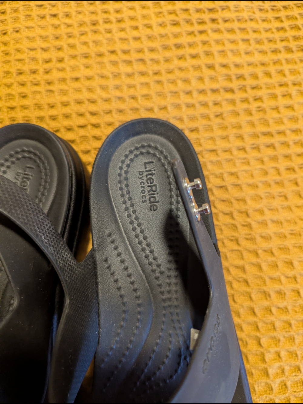 CROCS Black Double Strap Platform Sandals, 9 - Picture 2 of 4